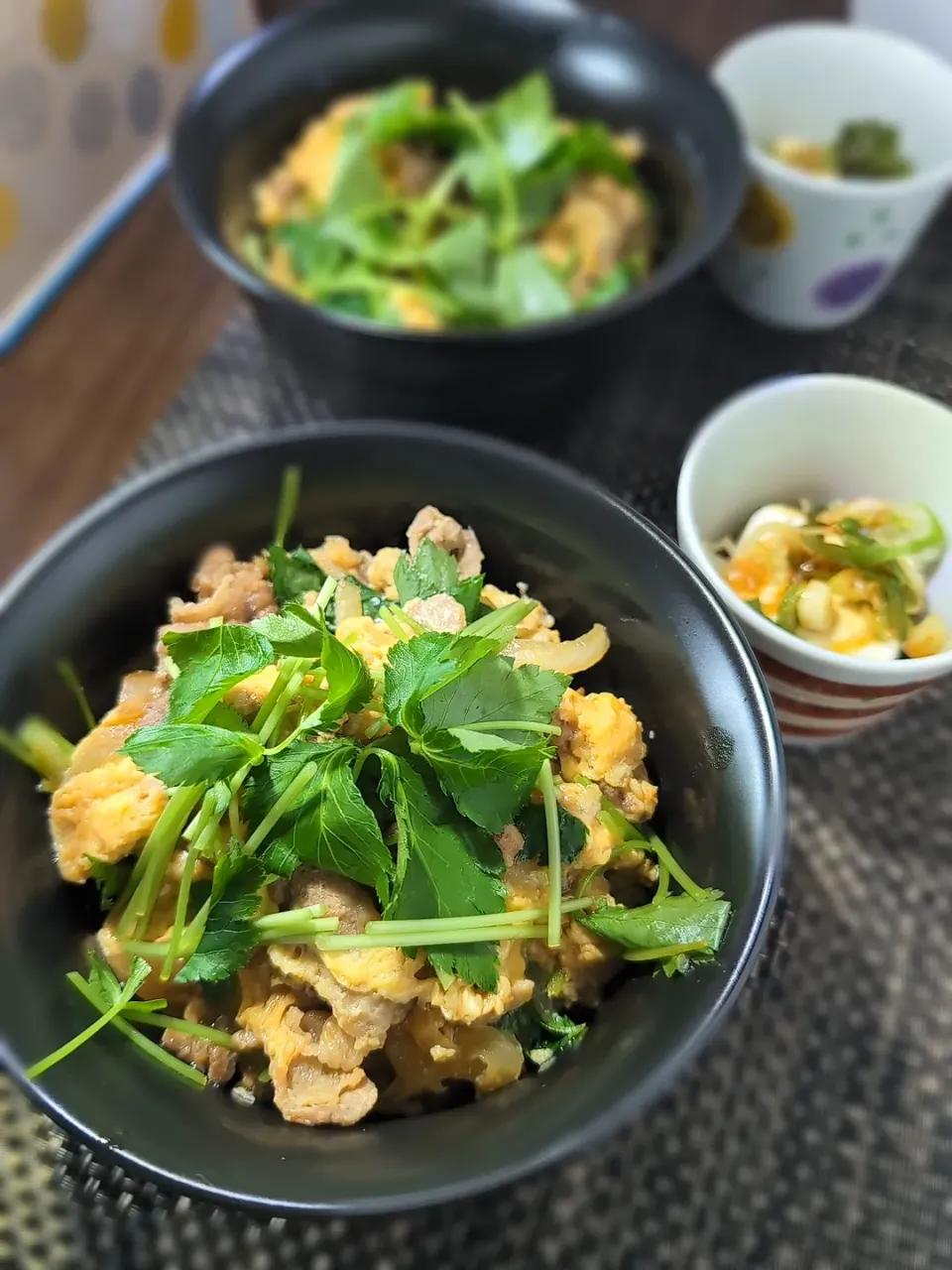 豚卵丼（他人丼）＆冷や奴|テケテケさん