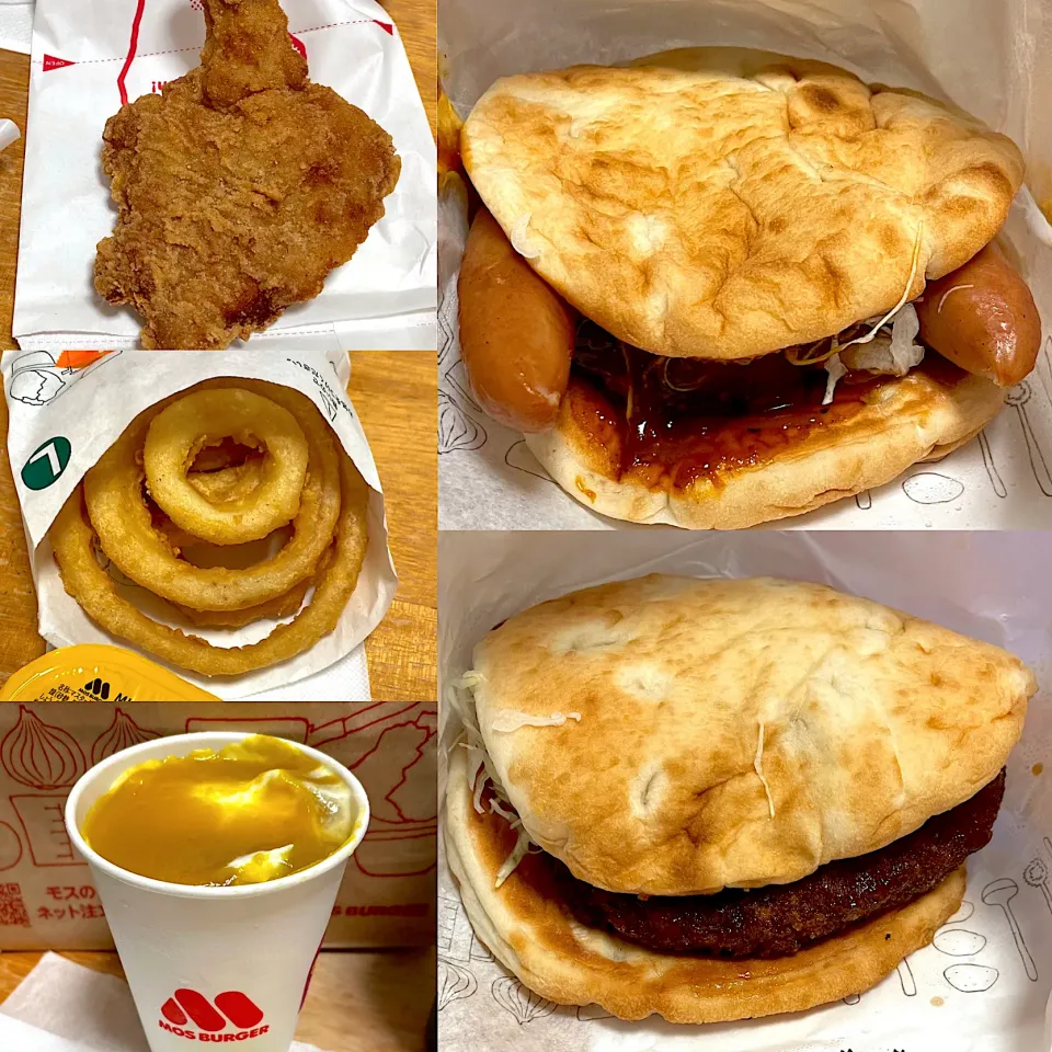 月見フォカッチャ🌕　メンチフォカッチャ🍔　　モスチキン🍗　オニオンフライ🧅🍟　　さつまいもシェイク🥤|るみおんさん