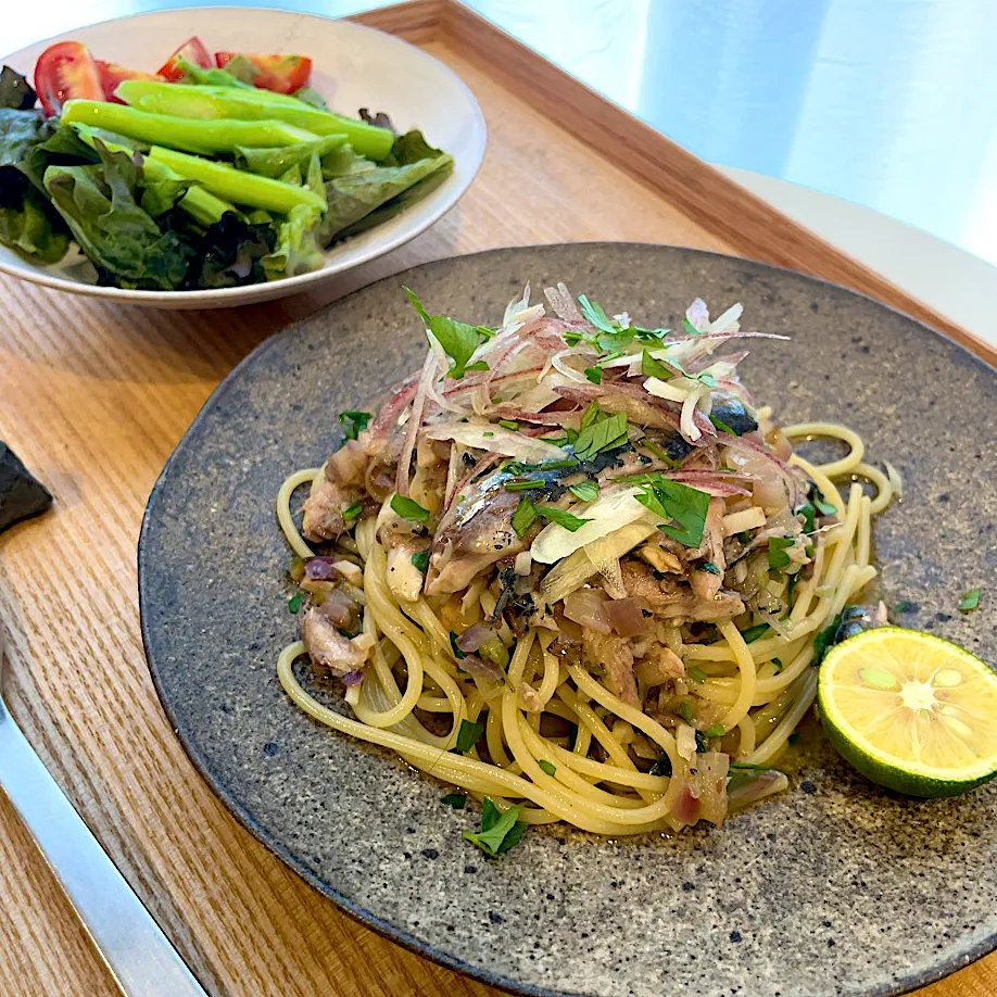 鰯の実山椒コンフィと茗荷のパスタ|pontalさん