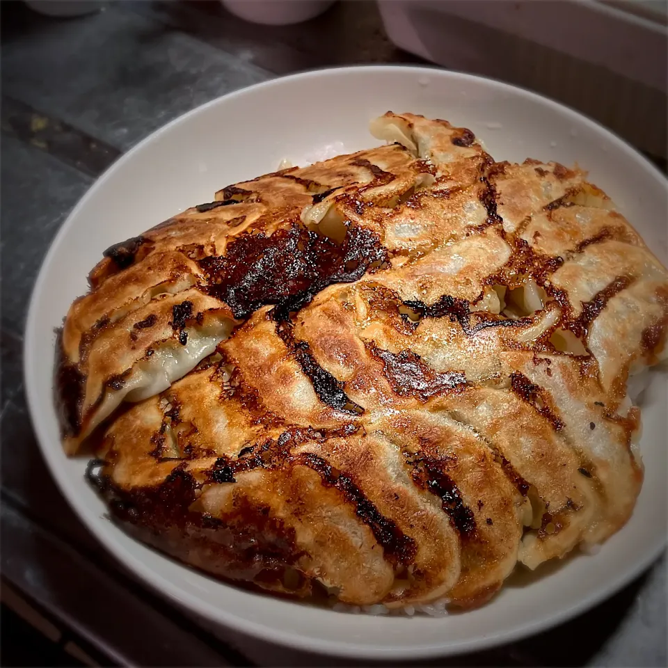 今夜も完璧な焼き色に仕上がった、黒豚餃子飯を頂きました😋👍💡|ギムレットさん