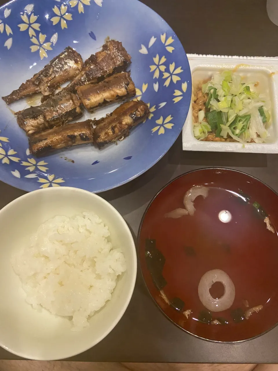 Snapdishの料理写真:さんまのしょうが煮、オクラねぎ納豆|ててさん