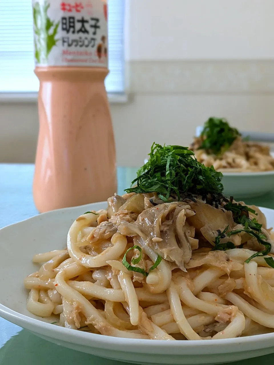 明太ドレッシングでうどん❗|かずにゃさん