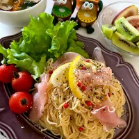 ゆかりさんの料理 レンジで完成！簡単！時短！生ハムとレモンのパスタ♪　#ZENB