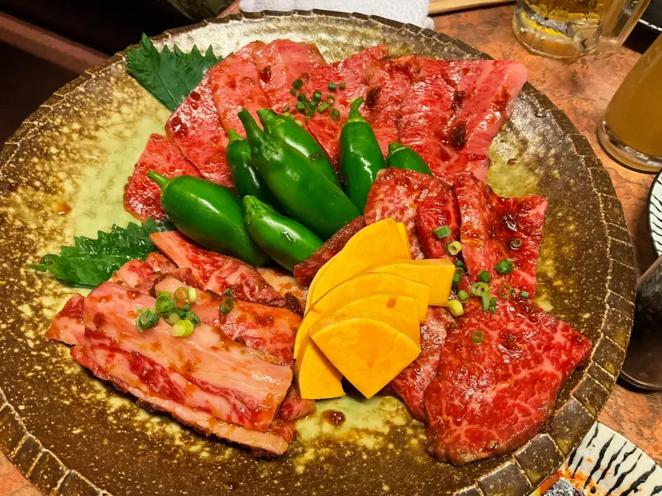 Snapdishの料理写真:タレで頂くお肉盛り合わせ　ササミ　ゲタカルビなど|Takeshi  Nagakiさん