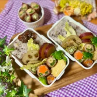 Snapdishの料理写真:お花の肉巻き弁当🍱|のんびりくまさん