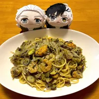 Snapdishの料理写真:青じそオリーブオイルのパスタ🍝|ひよさん