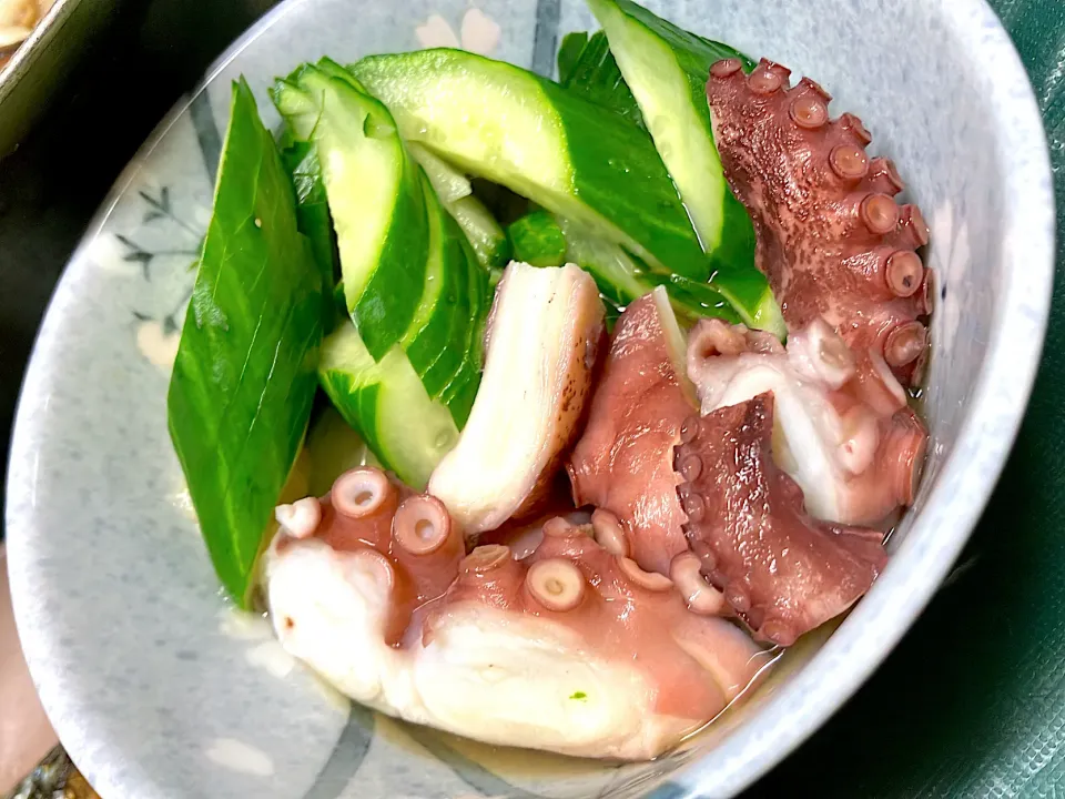 自分で釣って処理した🐙で【タコ酢】🐙|🐈⸒⸒⸒⸒つるのダンス🐈🐾さん