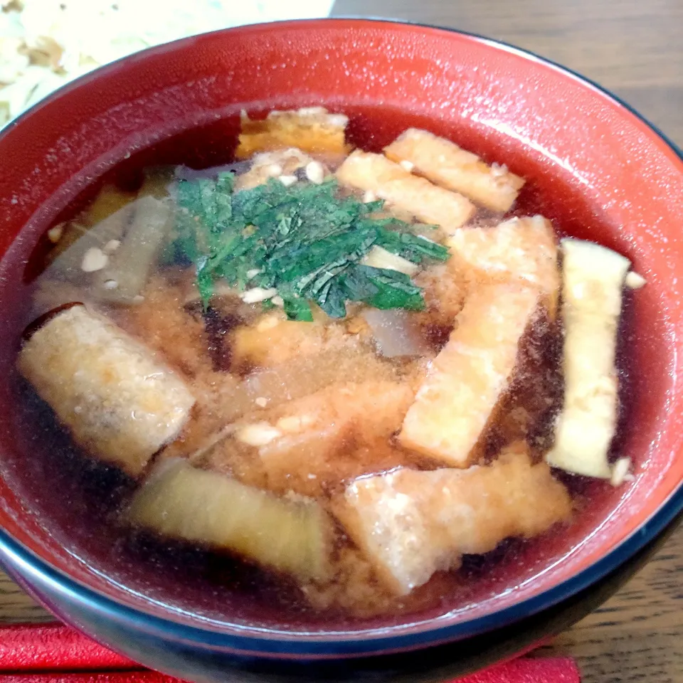 ナスと油揚げの味噌汁|番長さん