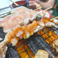 Snapdishの料理写真:ヤマサ醤油様の万能クッキングたれを使って、ささみ焼き鳥🐦|Yukiさん