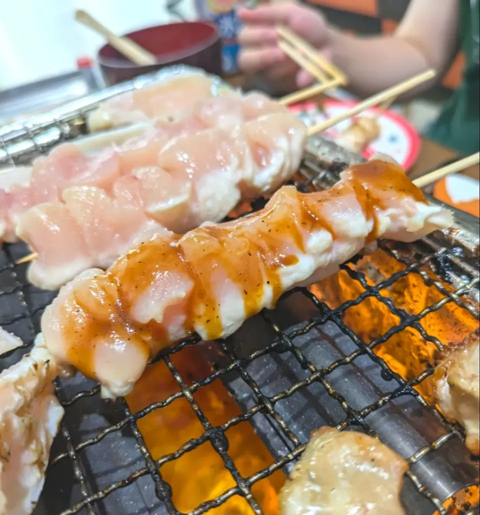 ヤマサ醤油様の万能クッキングたれを使って、ささみ焼き鳥🐦|Yukiさん