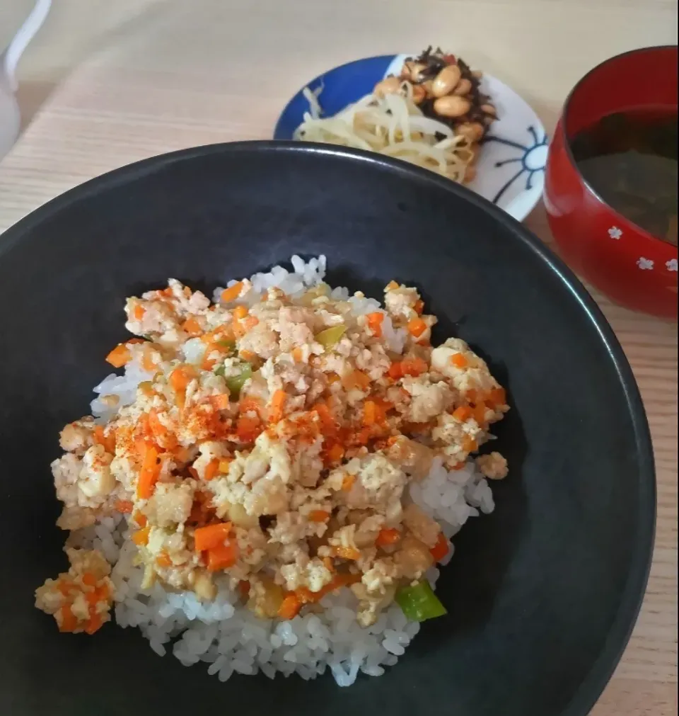 炒り豆腐丼、もやしナムル|ちゃいさん