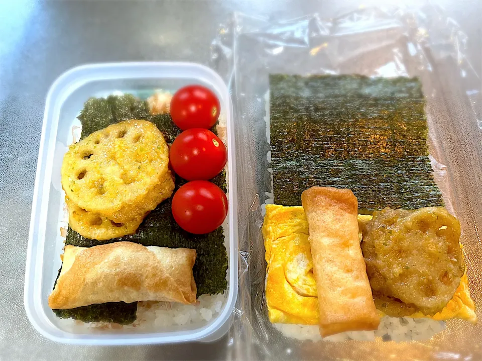 自分と子供の弁当🍱　写真は撮ったけど仕事に持ってくるの忘れた...|なかちゃんたまごさん