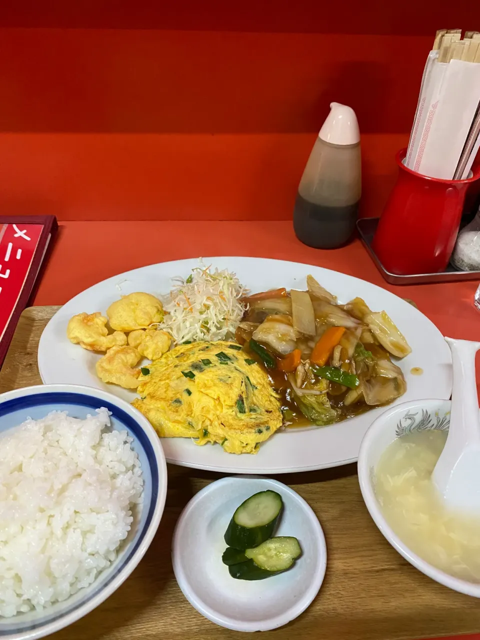 大阪市西成区天下茶屋　東明飯店の八宝菜定食|タカちゃんさん