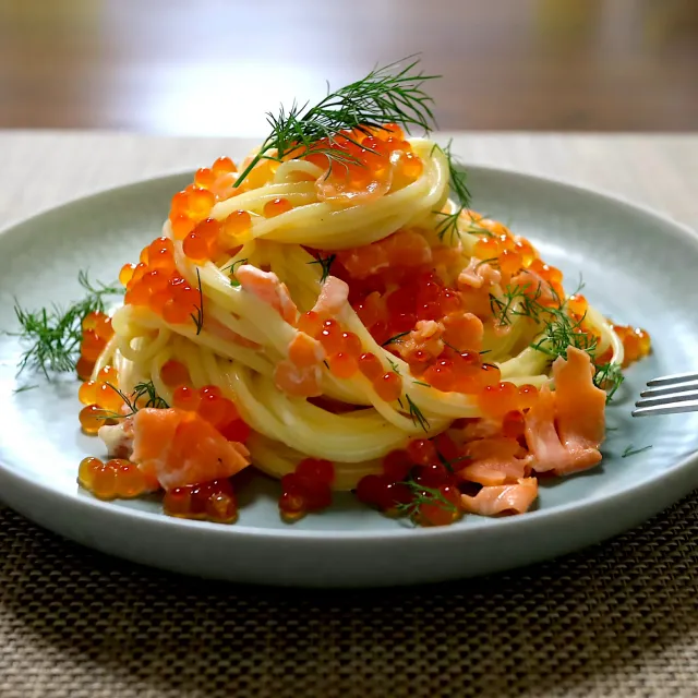 Snapdishの料理・レシピ写真:親子スパ｜1年のご褒美♡贅沢おうちごはん♪