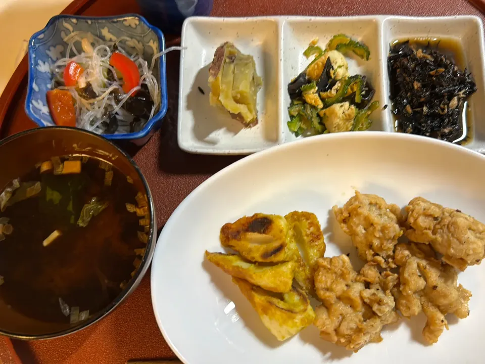 Snapdishの料理写真:手作りチキンナゲット　ちくわのカレー味磯辺揚げ|バジルママさん