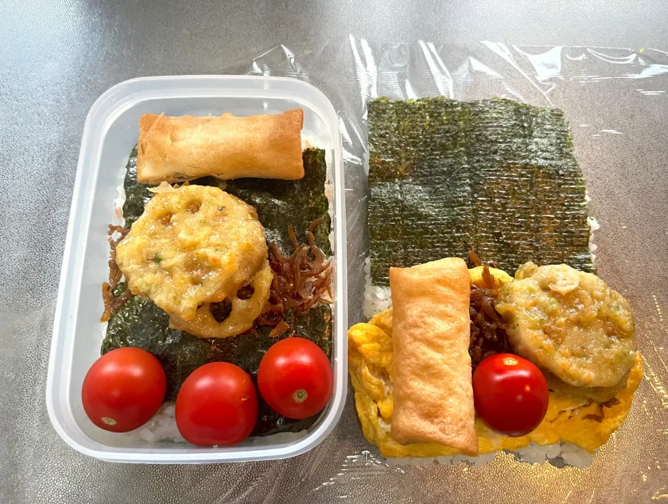 Snapdishの料理写真:9/25 自分と子供の弁当🍱|なかちゃんたまごさん