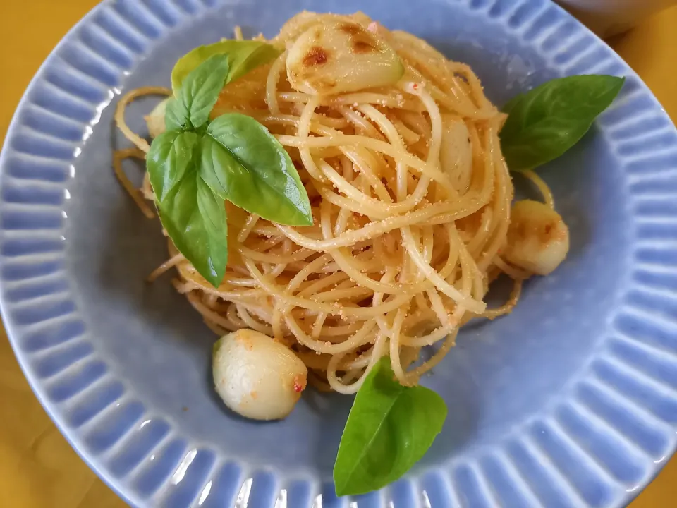 Snapdishの料理写真:にんにくとたらこのペペロンチーノパスタ|ゆずさん