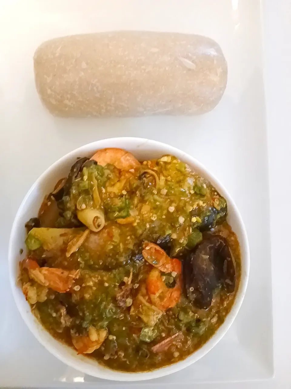 hot Eba (cassava flour);and okro soup|Excel Godsonsさん