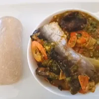 Hot eba (cassava flour) and seafood okro|Excel Godsonsさん