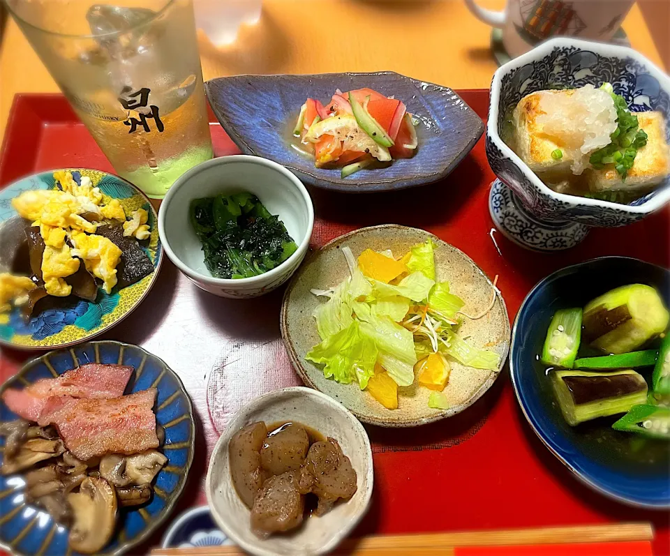 肉も魚も冷蔵庫に無い‼️買い物行くのもめんどくさいから！野菜祭り🏮  ベーコン🥓2切れの肉だけ晩御飯|Mikaだよさん