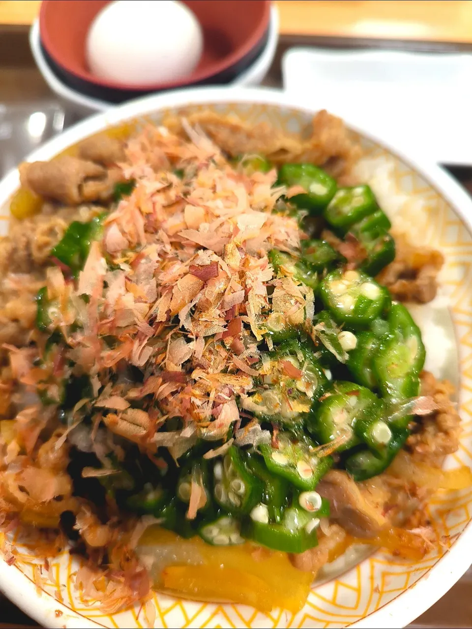 オクラかつぶし牛丼|いちご大福さん