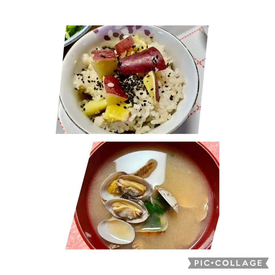 Snapdishの料理写真:🍠ごはんとあさり味噌汁|okeiko🎶さん