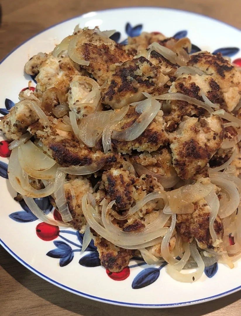 鶏むね肉の粒マスタードパン粉焼き|あぼちさん