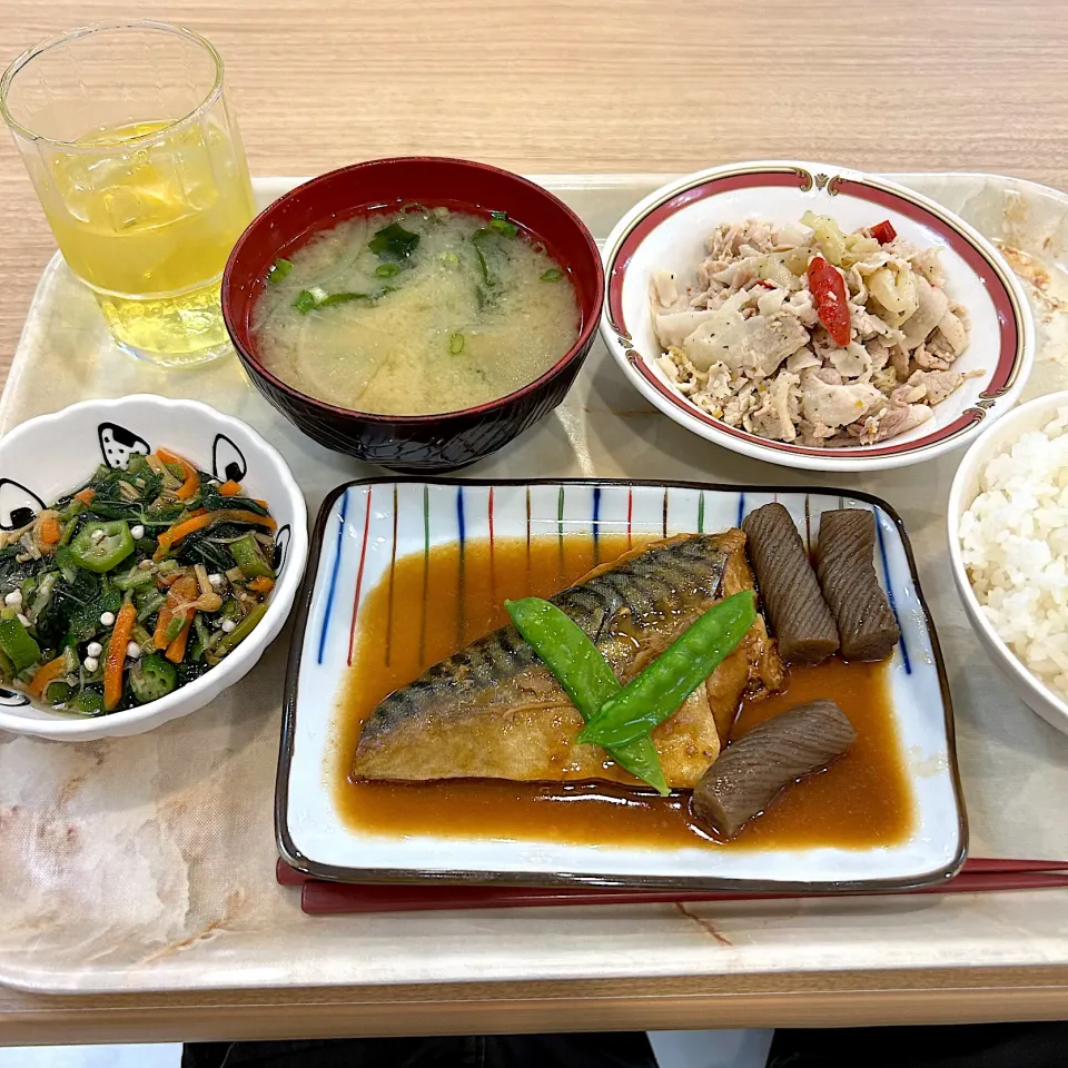 Snapdishの料理写真:寮の晩御飯😋サバ味噌|すかラインさん