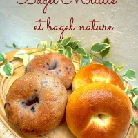 Snapdishの料理写真:✴︎ブルーベリーベーグル&プレーンベーグル✴︎Bagel Mirtille et bagel nature|vaniitanさん