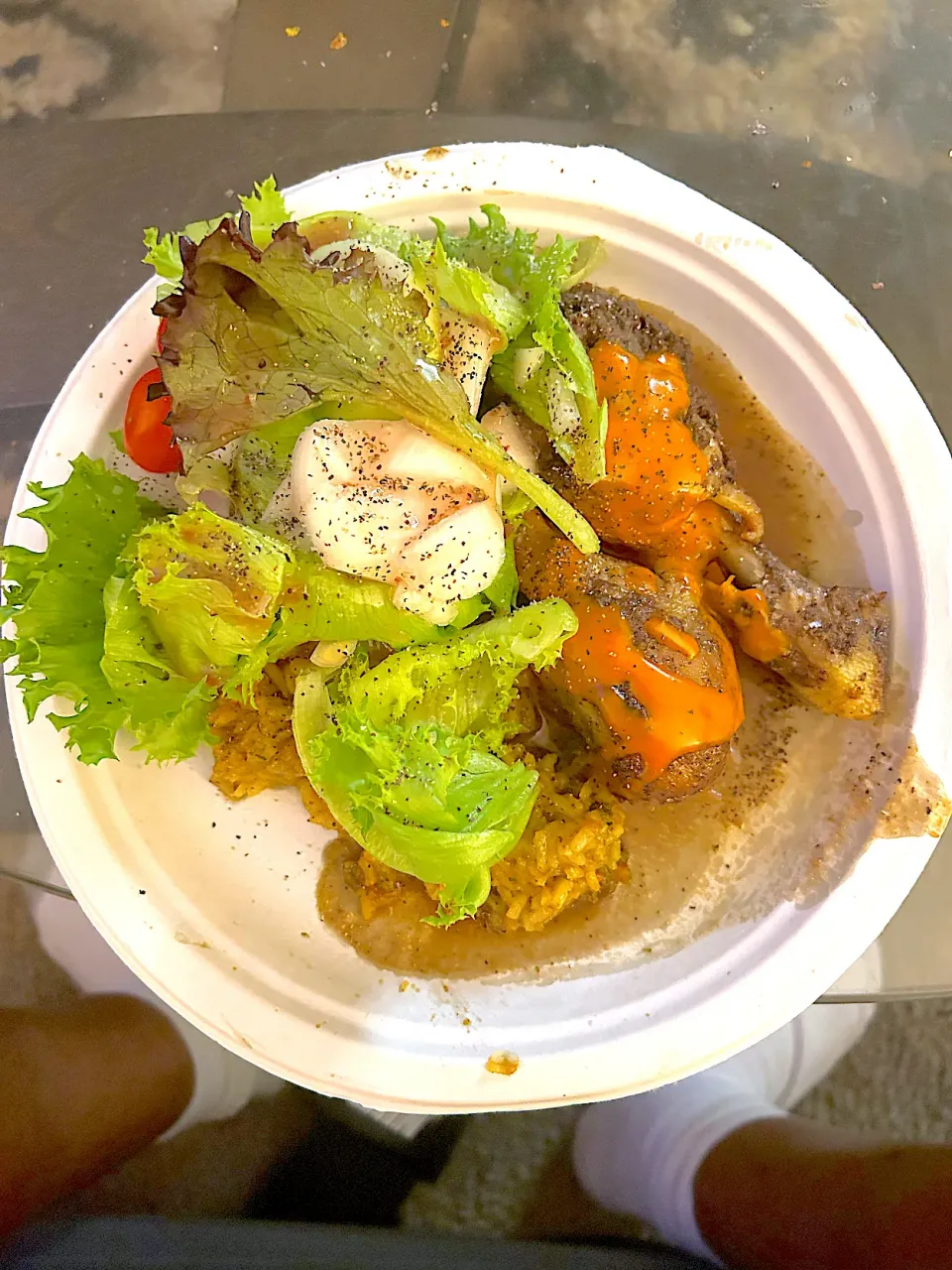 Baked chicken salad, broccoli, and rice with cheddar cheese|Kareem Boogieさん