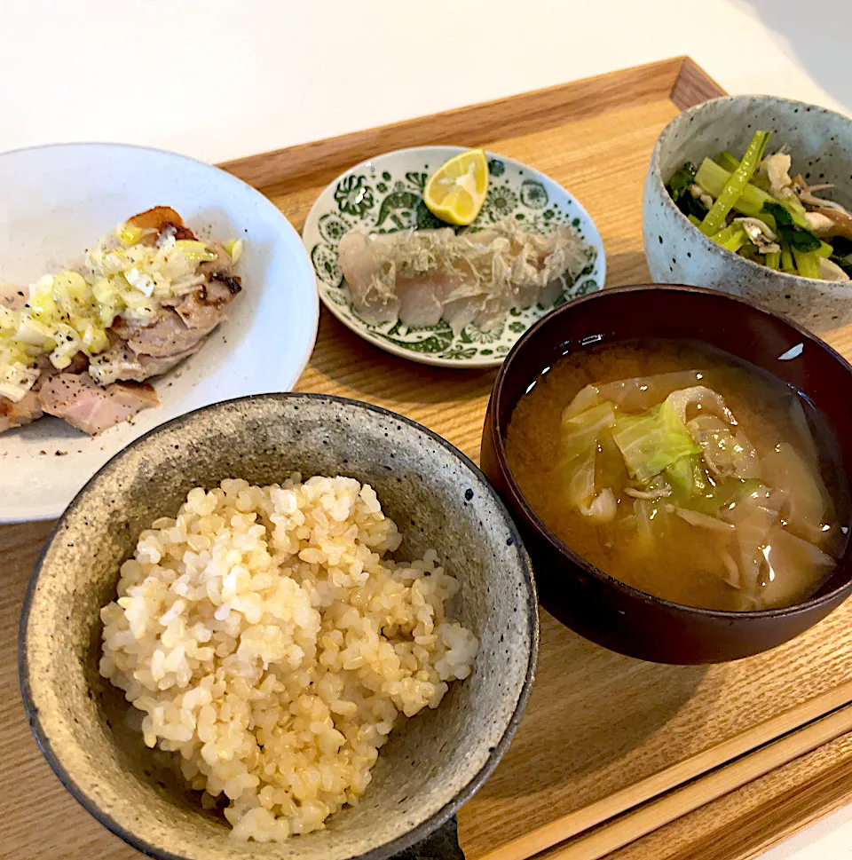 Snapdishの料理写真:ネギ塩焼豚定食|pontalさん