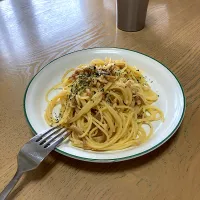 Snapdishの料理写真:ひきわり納豆となめ茸のパスタ|Kojiさん