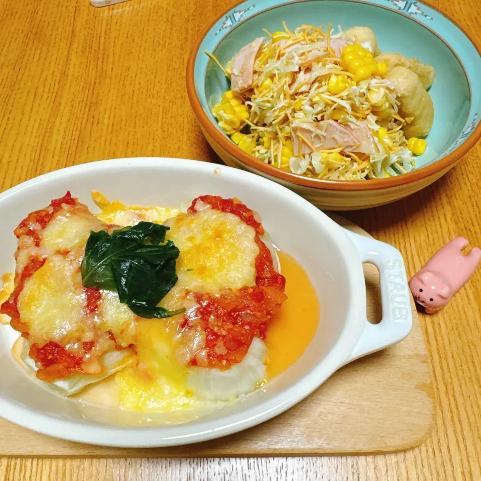 Snapdishの料理写真:無限キャベツ
白ナスのトマトソース焼き|naoさん