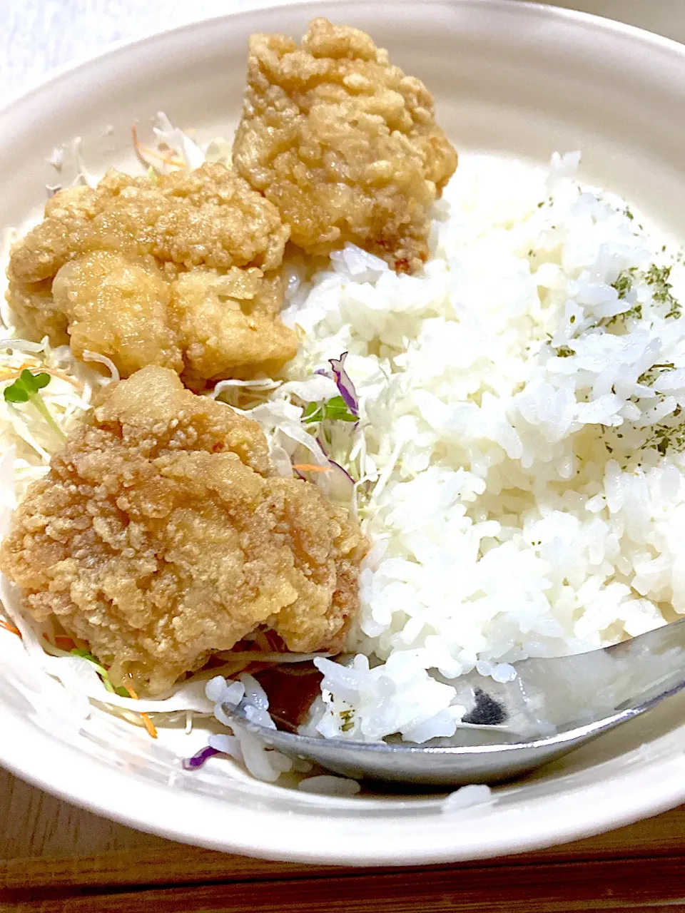 唐揚げ、スプラウトサラダ、すき焼き風豆腐煮|Ayaさん