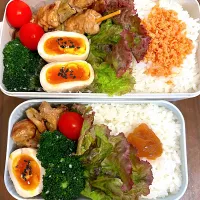 Snapdishの料理写真:焼き鳥お弁当　デザートはマスカット|immayuyuさん