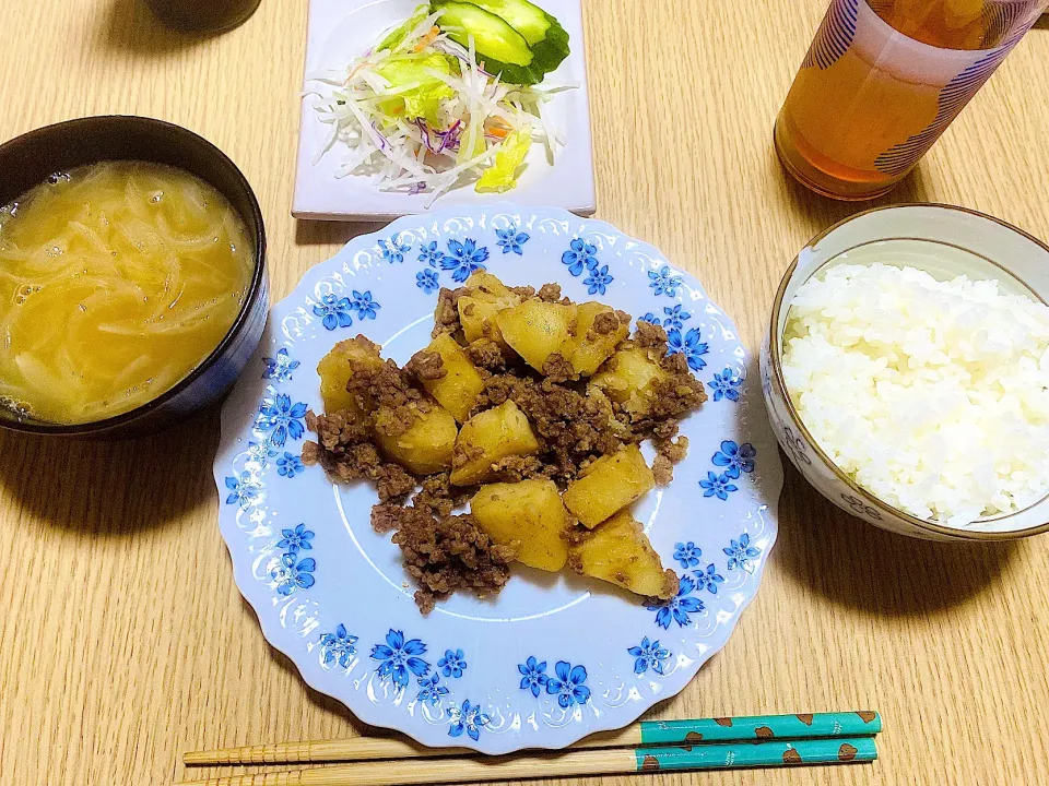 揚げじゃがいものそぼろ煮|さきさん