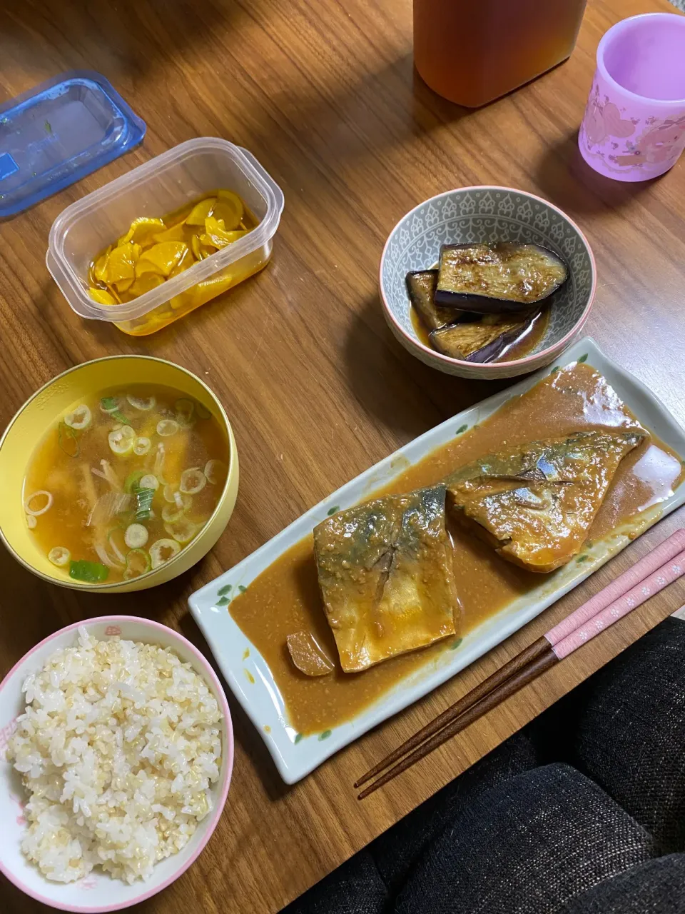 夜　鯖味噌､茄子焼き浸し|みちくんさん