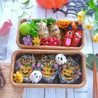 Snapdishの料理写真:🎃👻ハロウィン黒猫巻き寿司弁当