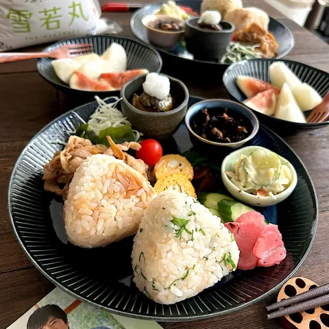 「雪若丸」を使ってみたSnapdishの料理・レシピ写真:由美さんの料理 朝ごはん　雪若丸でおにぎり🍙ワンプレート