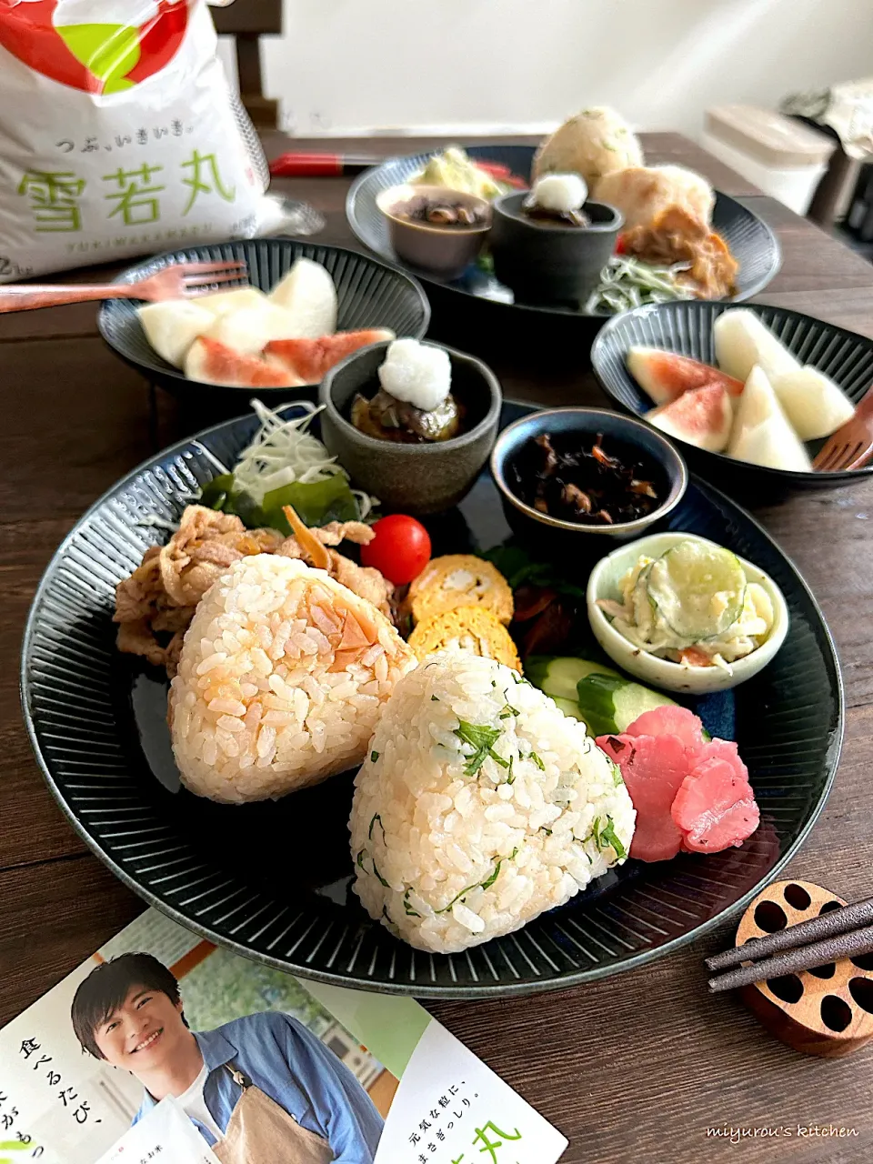 Snapdishの料理写真:由美さんの料理 朝ごはん　雪若丸でおにぎり🍙ワンプレート|由美さん