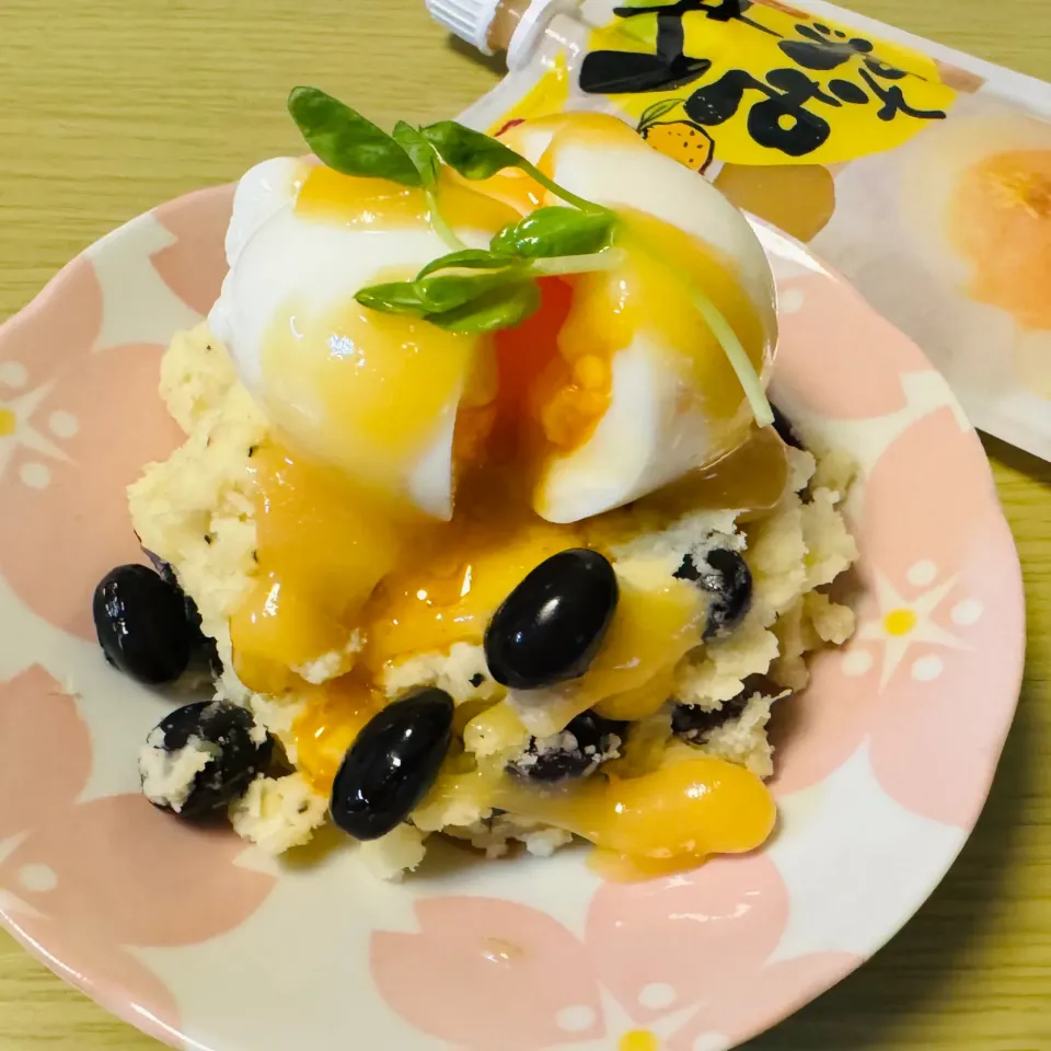 Snapdishの料理写真:黒豆ポテトサラダゆず味噌がけ|hrk219mtさん