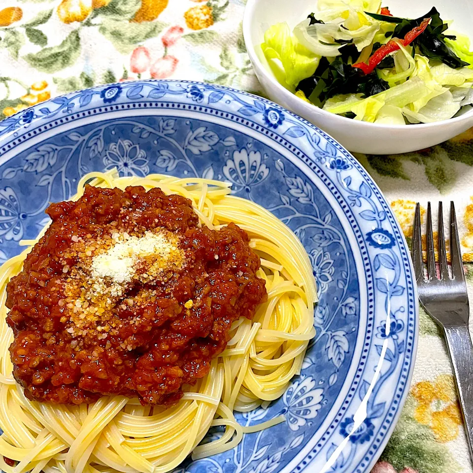 ヘルシー❣️ナス入りミートソーススパゲティ|つるひめさん