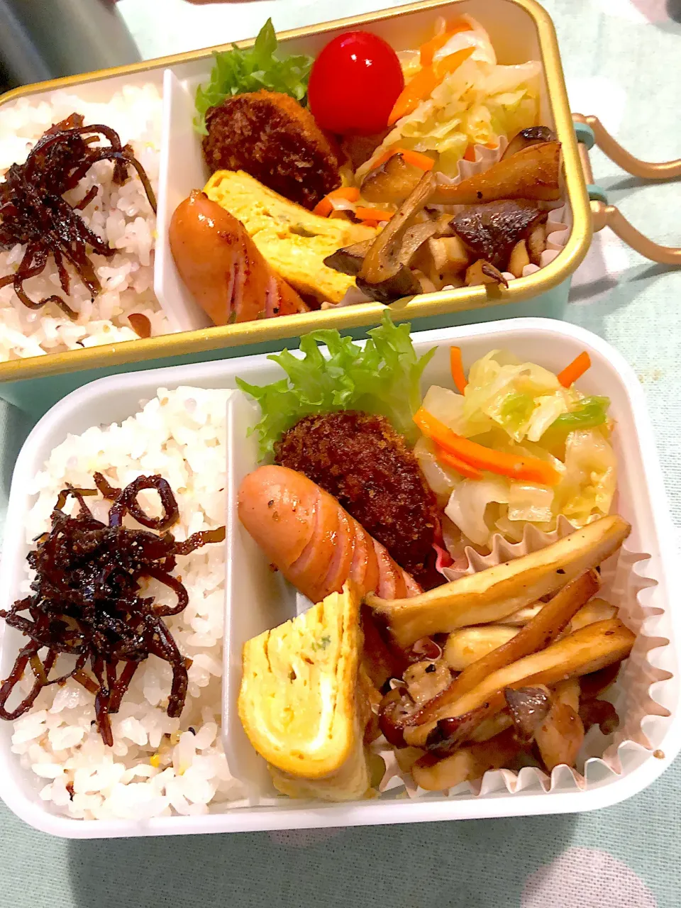 Snapdishの料理写真:2024.10.8  ＊今日のお弁当＊エリンギバター炒め♪♪|rinrin*mama*さん