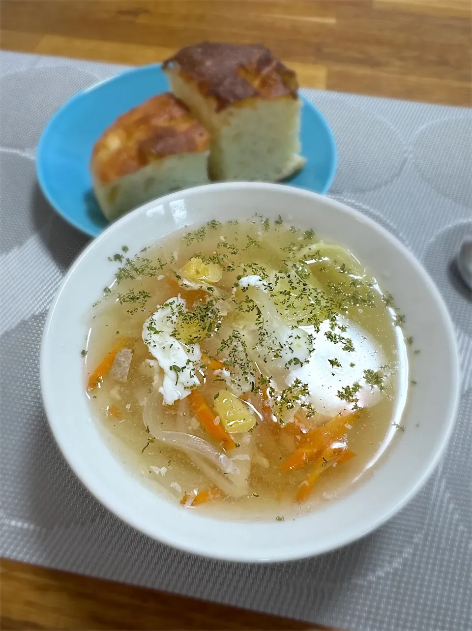 落とし卵の野菜スープ（大根おろしの名残）|morimi32さん