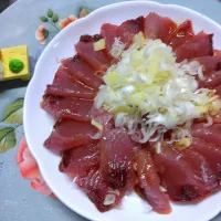 Snapdishの料理写真:ネギたっぷりマグロ🐟ナムル😋|ひとみさん