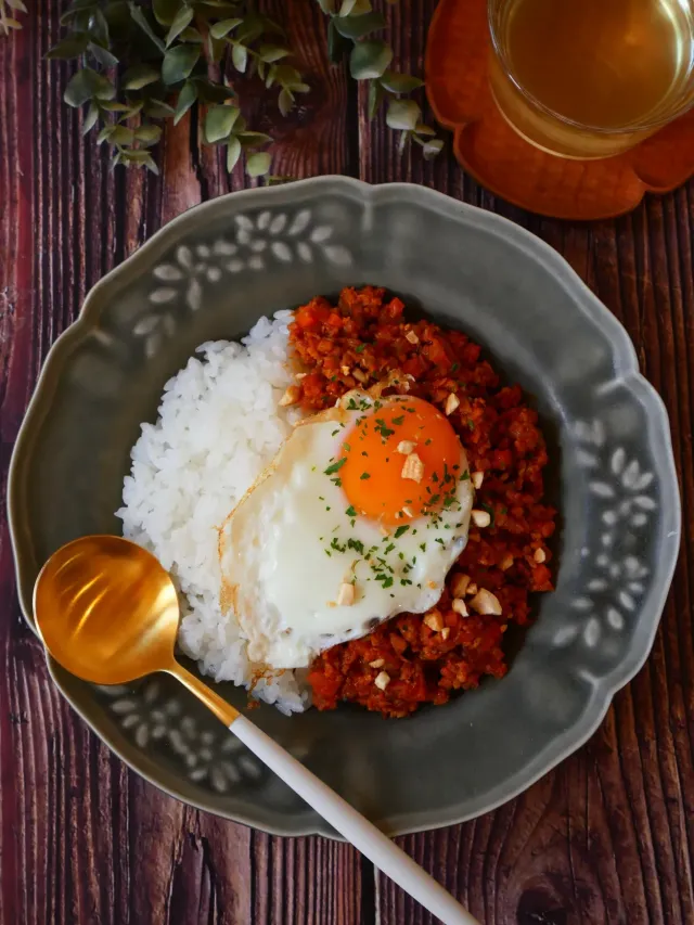 Snapdishの料理・レシピ写真:トマト缶で作る簡単ドライカレー🍅🍛｜炊き映え、粒感、味わい、全てにブラボー！【雪若丸】に惚れた💛