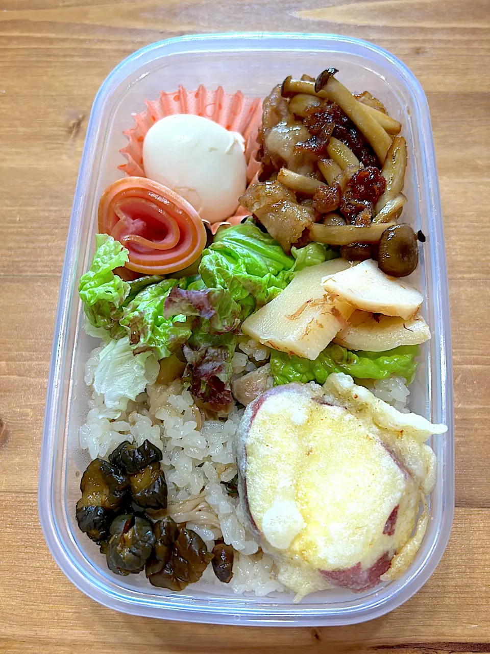 今日のお弁当🍱山菜ご飯です。|地蔵菩薩さん