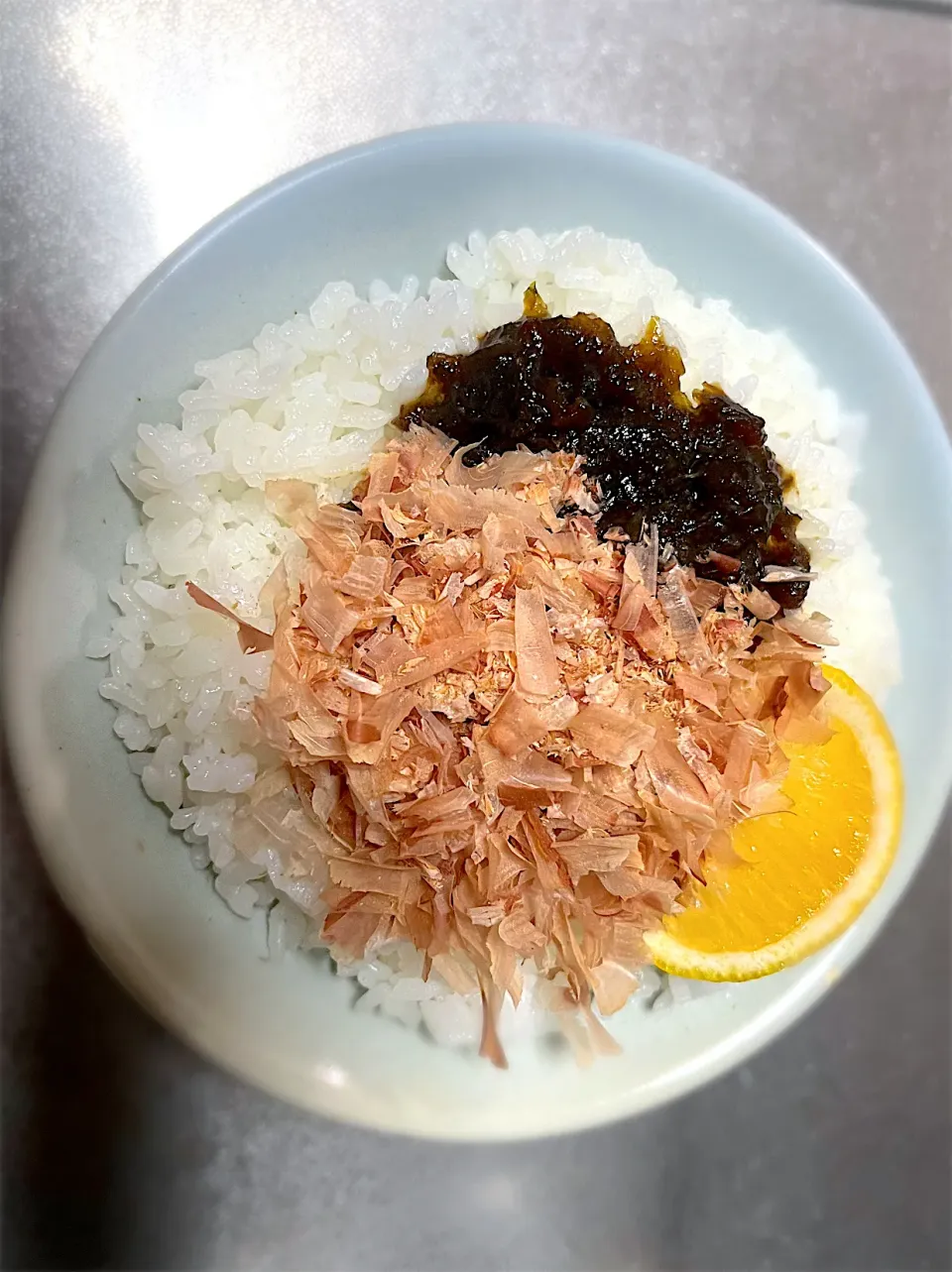 朝ごはん　鰹節と海苔佃煮|なかちゃんたまごさん