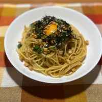 Snapdishの料理写真:ドライ納豆のバター醤油パスタ|takeさん