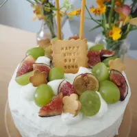 Snapdishの料理写真:無花果とマスカットの米粉ケーキ| ゆきさん